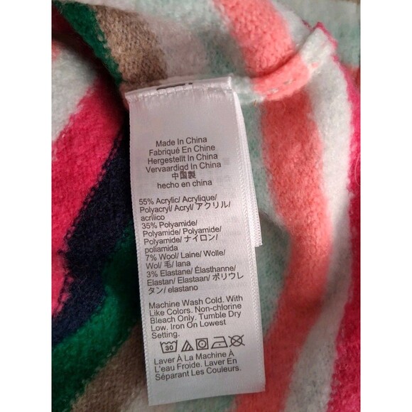 New J. Crew Sweater Wool Blend Womens 3X White Green Pink Tan Striped Soft Cozy - Picture 6 of 8